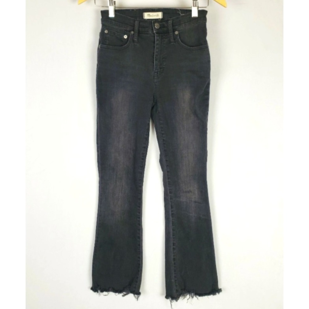 Madewell Cali Demi-Boot Jeans Women's Size 24 Black Frayed Hem